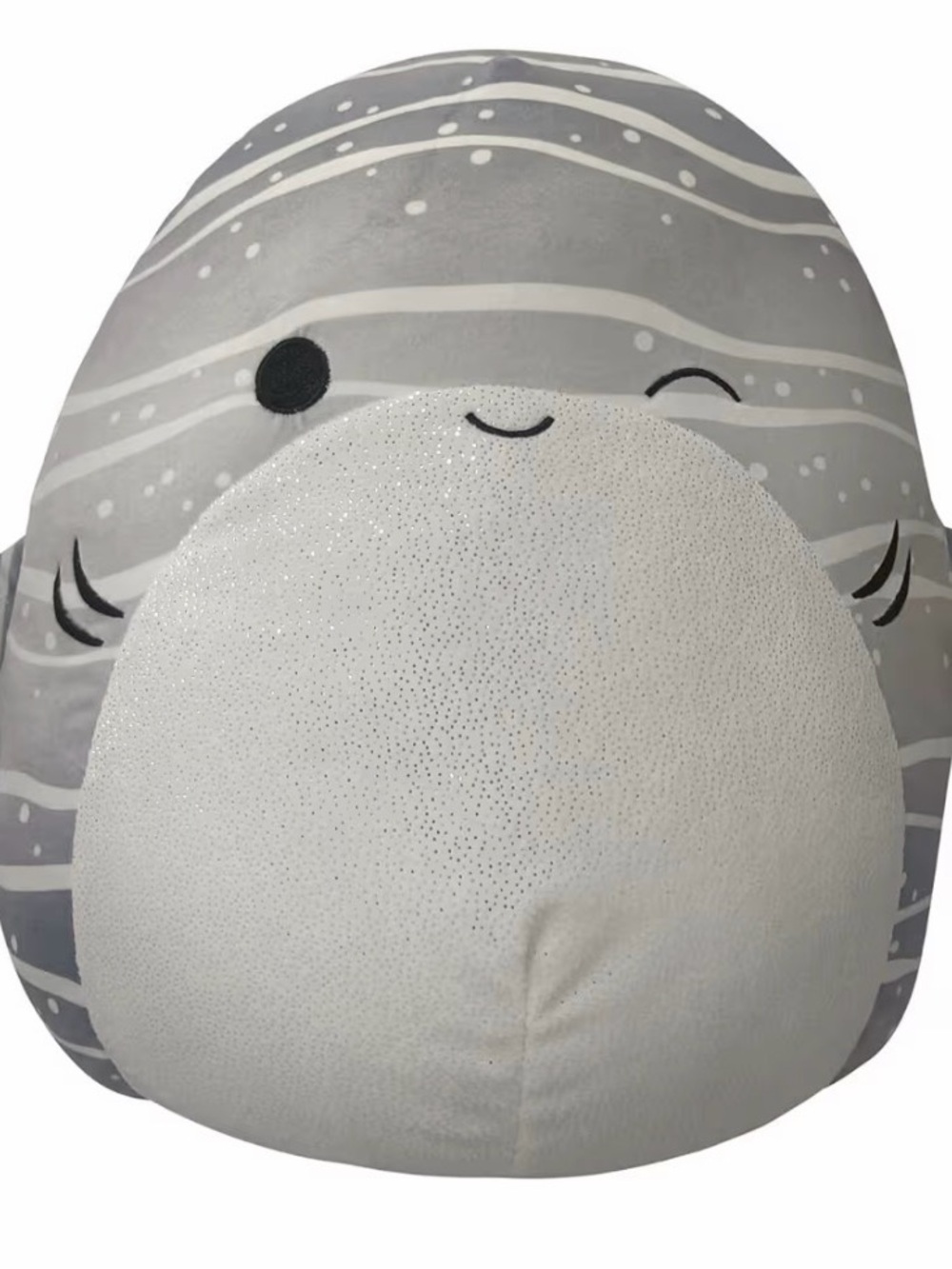 Squishmallows Gray and White Whale Shark Plush Pillow